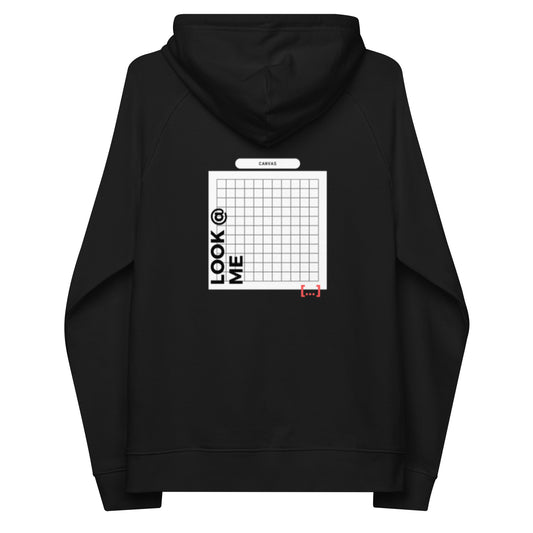 Small White Canvas -- Night Black Hoodie