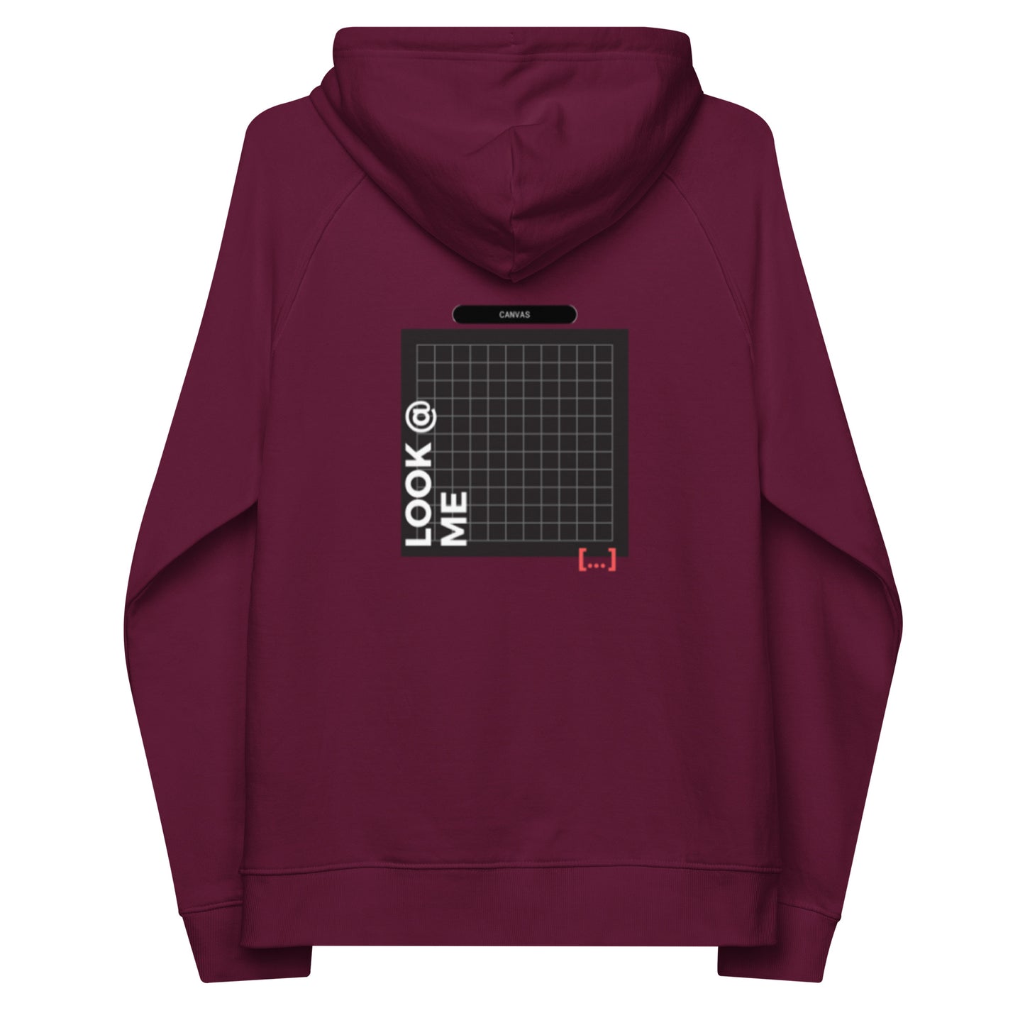 Small Black Canvas -- Burgundy Red Hoodie