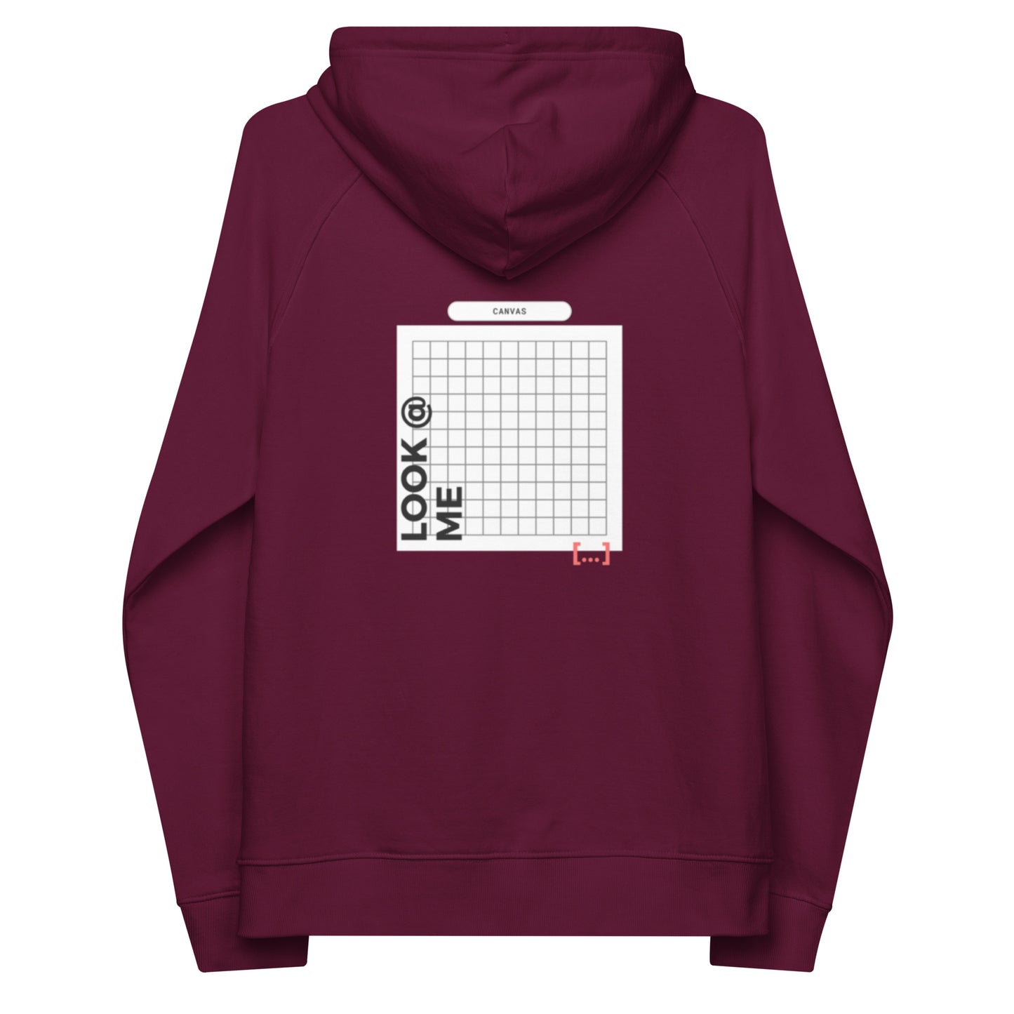 Small White Canvas -- Burgundy Red Hoodie